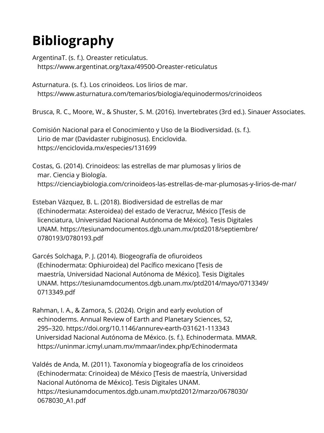 Bibliography, by Enya Santamaría